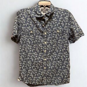 Grayers Clothiers Men's 100% Cotton Blue Hawaiian Shirt Resort Button Down Small